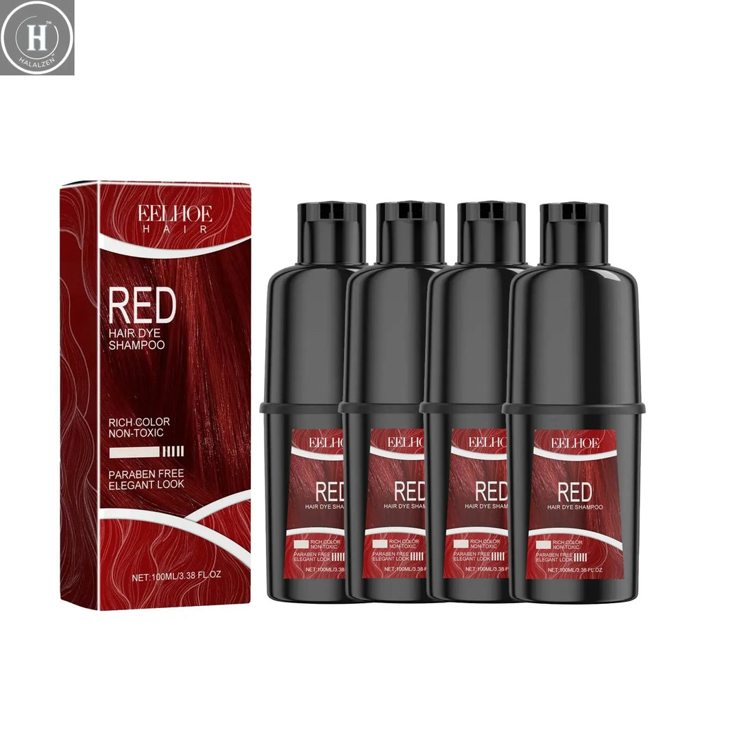 EELHOE 100ml Red Hair Color Shampoo Herbal Extracts Nourishing Care Long-Lasting Color Gentle Healthy Dyeing for All Hair Types HALALZEN