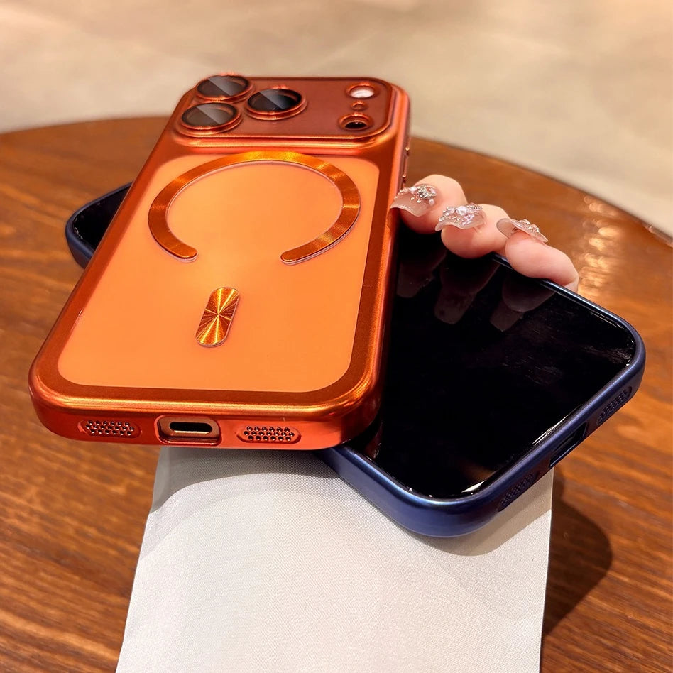 for iPhone17 Luxury Transparent Plating Magsafe Case for iPhone 17 Pro Max 17Pro Air Original Soft TPU Camera Protector Cover