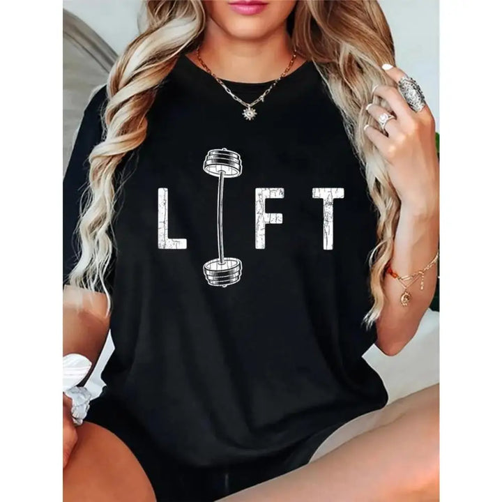 Motivational LIFT T-shirt for Women, Gym Workout Graphic Tee, Fitness Apparel, Inspirational Weightlifting Gift