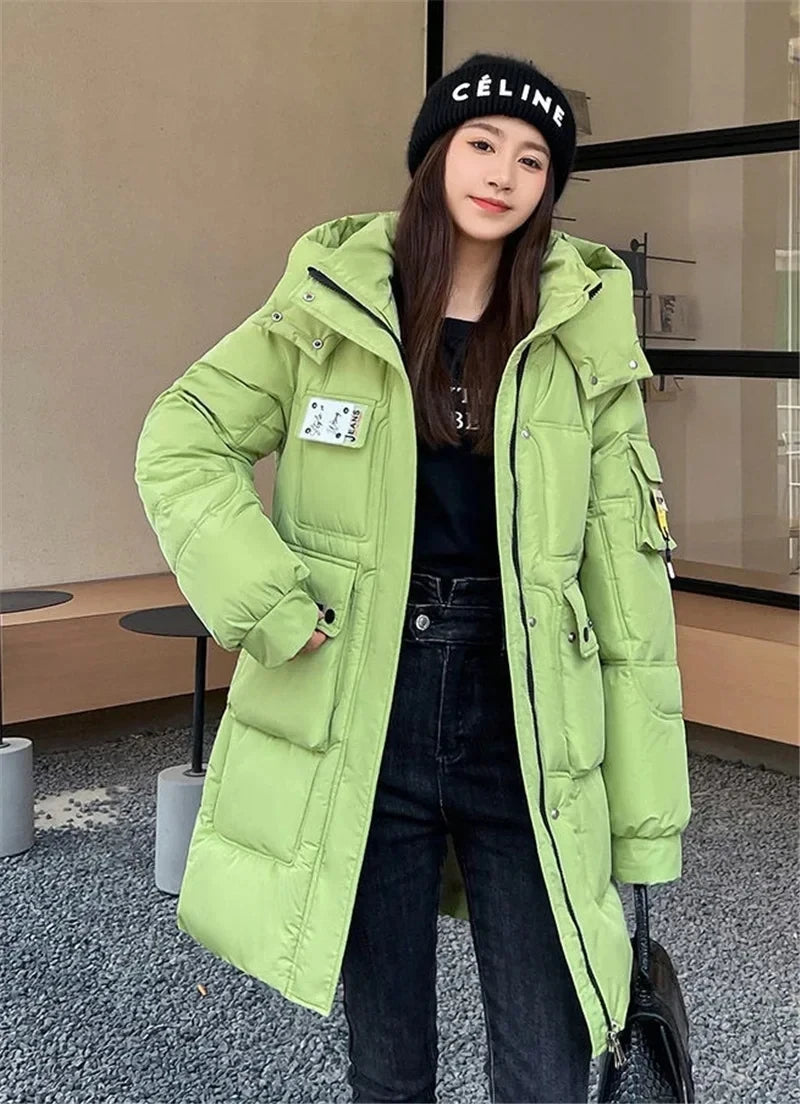 2024 New Women Jacket Winter Parka Down Cotton JacketsLoose Thick Warm Hooded Parkas Casual Long Coat Waterproof Outwear