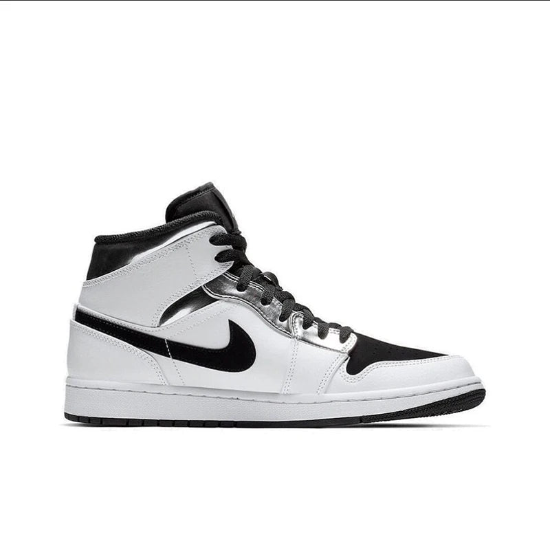 Original Air Jordan 1 Mid "Light Smoke Grey" "Wolf Grey"For Men's Retro Classic Basketball Sneakers Shoes