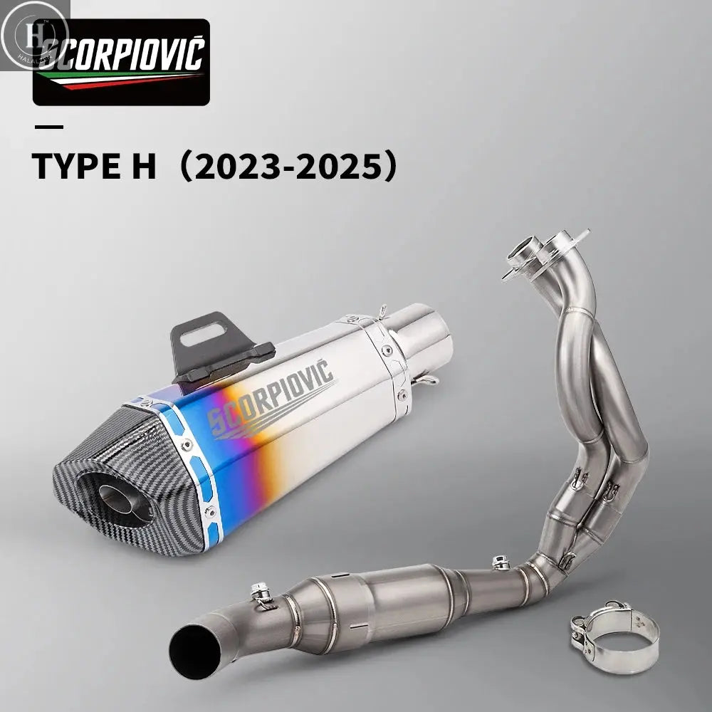 Carbon Fiber Moto Exhaust Escape Full System Muffler DB Killer Front mid Link Pipe for ER6N ER6F Versys 650 Z650 Ninja 650 HALALZEN