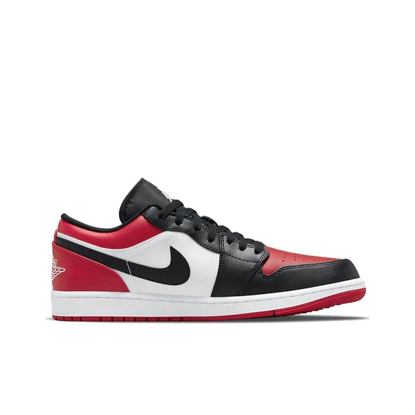 Original Air Jordan 1 Low "Bred Toe" For Men's Classic Retro Basketball Street Casual Sneakers Shoes