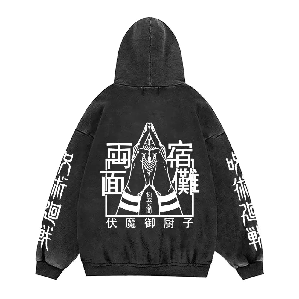 Jujutsu Kaisen Anime Hoodies Men Women 100%Cotton Toji Gothic Manga Sweatshirts Vintage Casual Pullover Fashion Streetwear Daily Halalzen UK