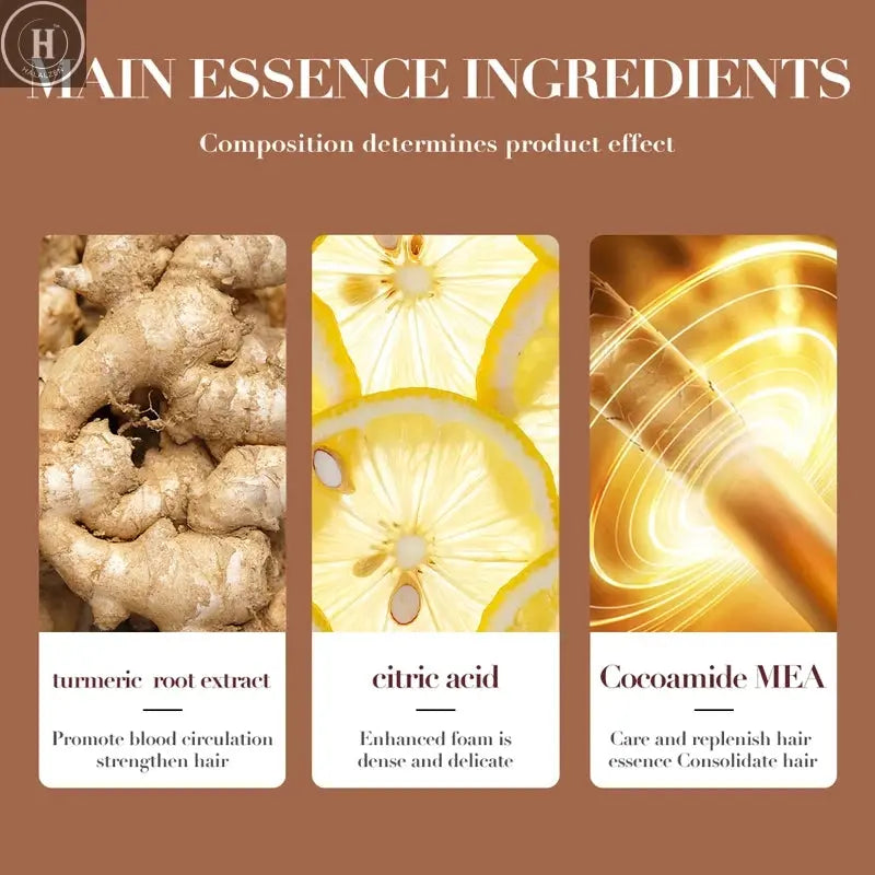 500ml Ginger Anti-Hair Loss Shampoo Long-lasting Fragrances Shampoo Deeply Moisturizing Smooth Set With Comb Gift HALALZEN
