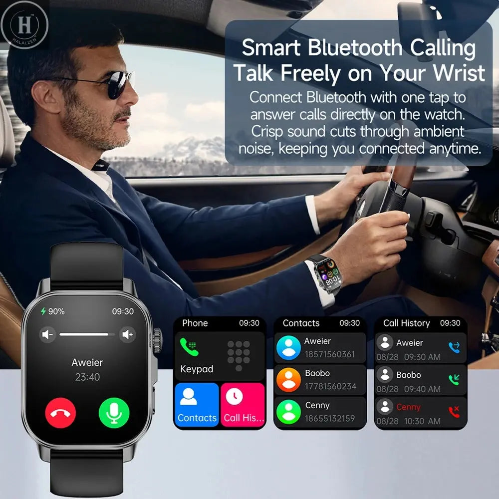 2026 New Model Uric Acid & Lipid Health Analysis Smart Watch Men ECG+PPG Bluetooth Call 2.01-inch Flashlight Smartwatch Women HALALZEN