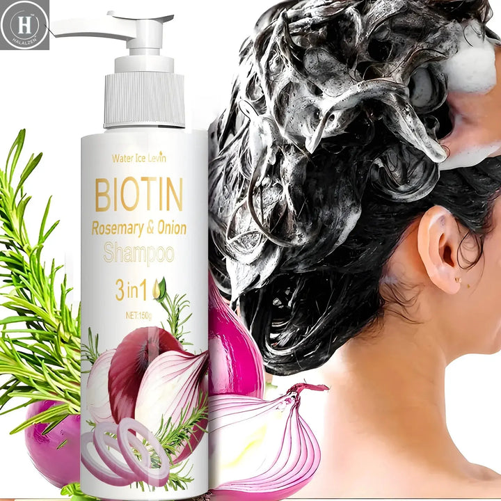 Biotin Rosemary Onion Shampoo, 72-Hour Oil Control, Soft and Shiny, Say Goodbye to Dry and Greasy Hair, Hair Care and Scalp Care HALALZEN