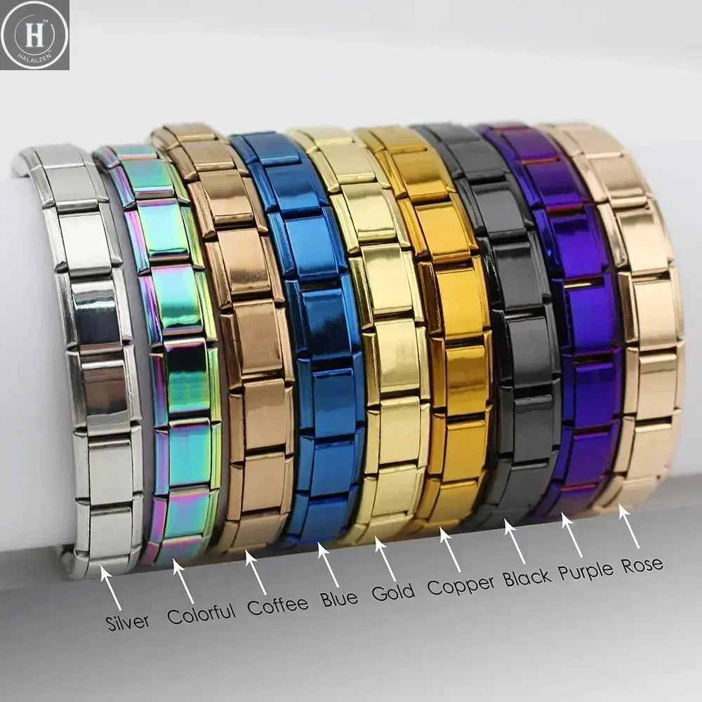 Hapiship New Women's Jewelry 9mm Width Italian Elastic Charm Bracelet Fashion Stainless Steel Bangle ST- HALALZEN