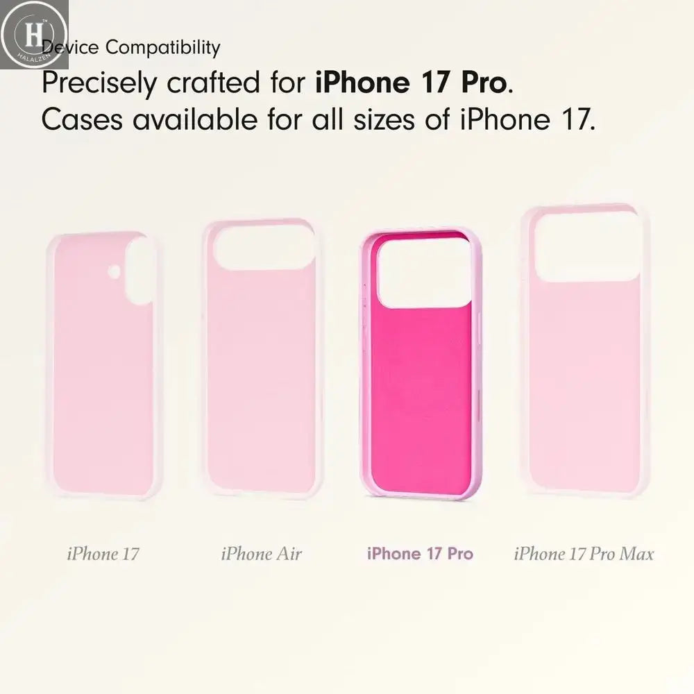 Matte Pebble Pink iPhone 17 Pro Case with MagSafe & Camera Protection, Microfiber Interior Halalzen UK