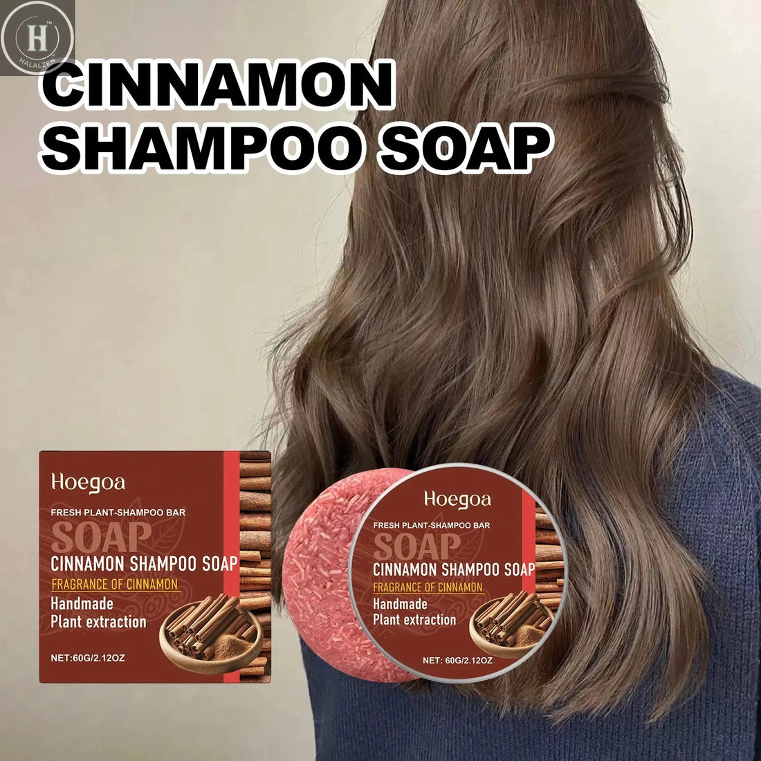 Cinnamon Shampoo Soap Bar Scalp Cleaning Dandruff Shampoo Herbal Mild Nourish Moisturize Anti-Loss Hair Scalp Care Hair Shampoo HALALZEN