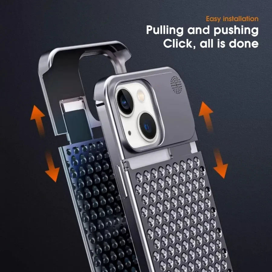 For iPhone 15 14 Plus 13 12 Pro Max Rimless Aluminum Metal Aromatherapy Case Heat Dissipation Anti-Scratch Shockproof Slim Cover