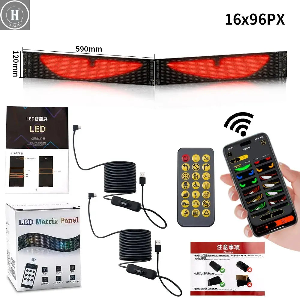 2PCS Devil Eyes Light Car Window Flexible LED Display Screen Matrix Pixel Panel Demon Dynamic Eye Light For Car Truck Windshield HALALZEN