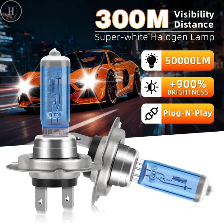 2/4pcs H7 Halogen Bulbs Canbus Super Bright 12V 100W White 6000K Auto Headlamps For Car Motorcycle Halogen Lights Plug And Play HALALZEN