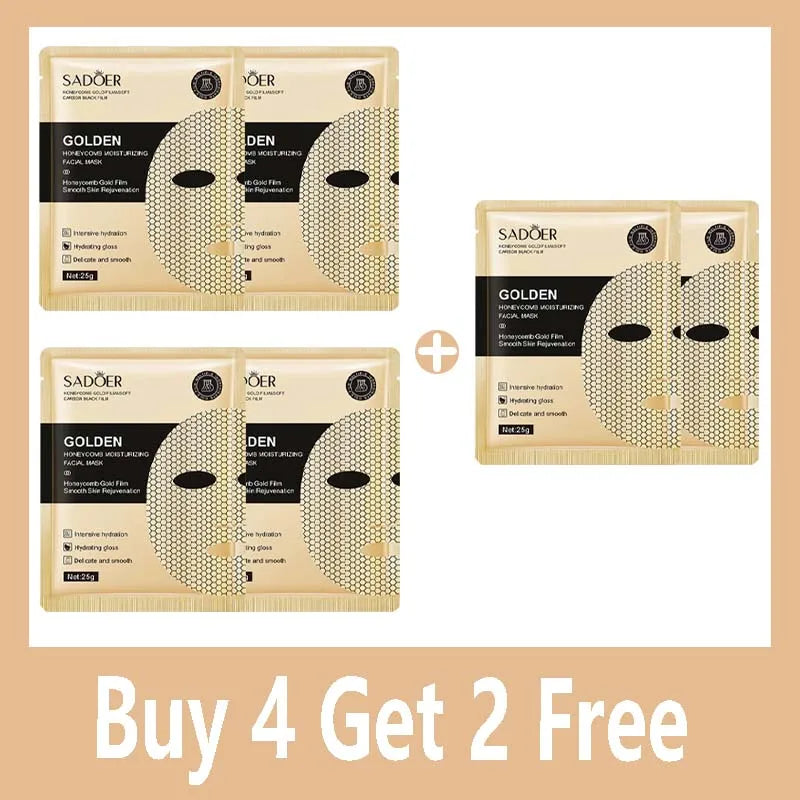 20pcs SADOER 24K Gold Moisturizing Facial Masks skincare Firming Nourishing Smooth Skin Rejuvenation Face Mask Sheets Mask
