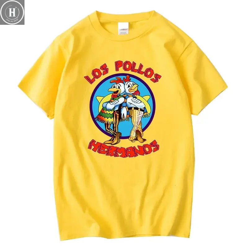 Summer Men's Short Sleeved High Quality 100% Cotton Breaking Bad LOS POLLOS Chicken Brothers Printed Casual For Men T-shirt Male HALALZEN