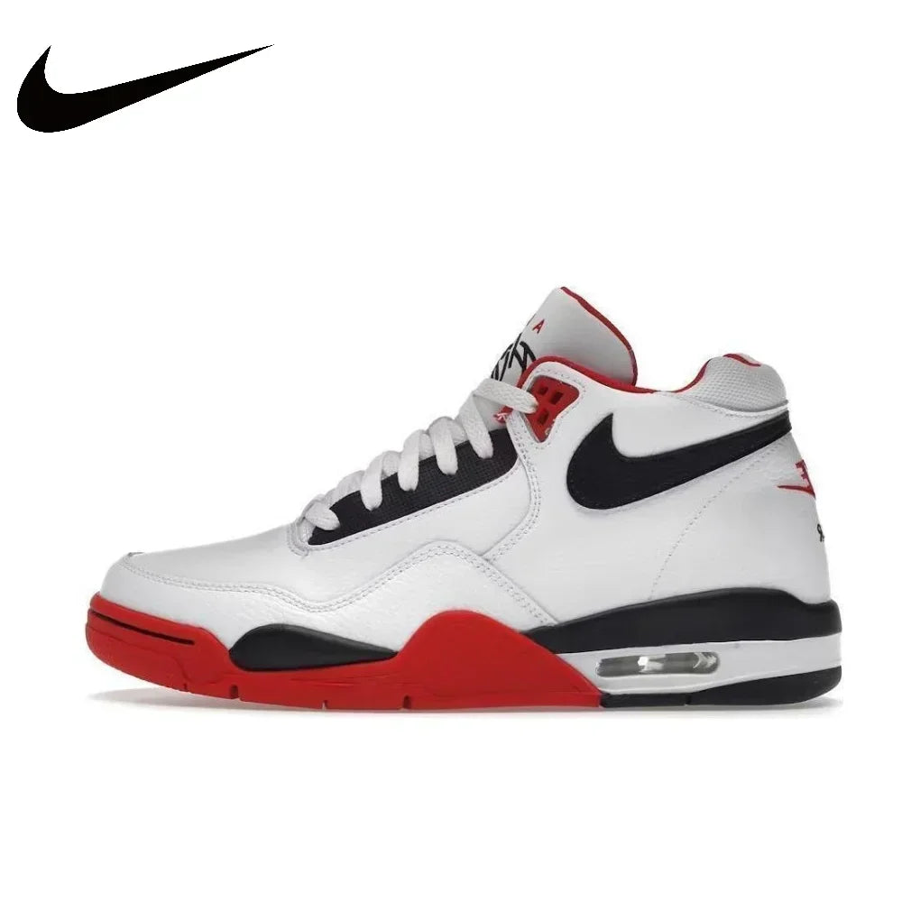 NIKE Original Flight Legacy comfortable and versatile men's mid-top retro basketball shoes red and white