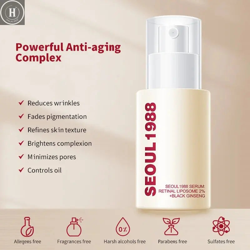 1/2/3PCS Korean SEOUL 1988 Retinol Face Serum Fade Fine Wrinkle Moisturizing Whitening Remove Spot Shrink Pores Beauty Skin Care HALALZEN