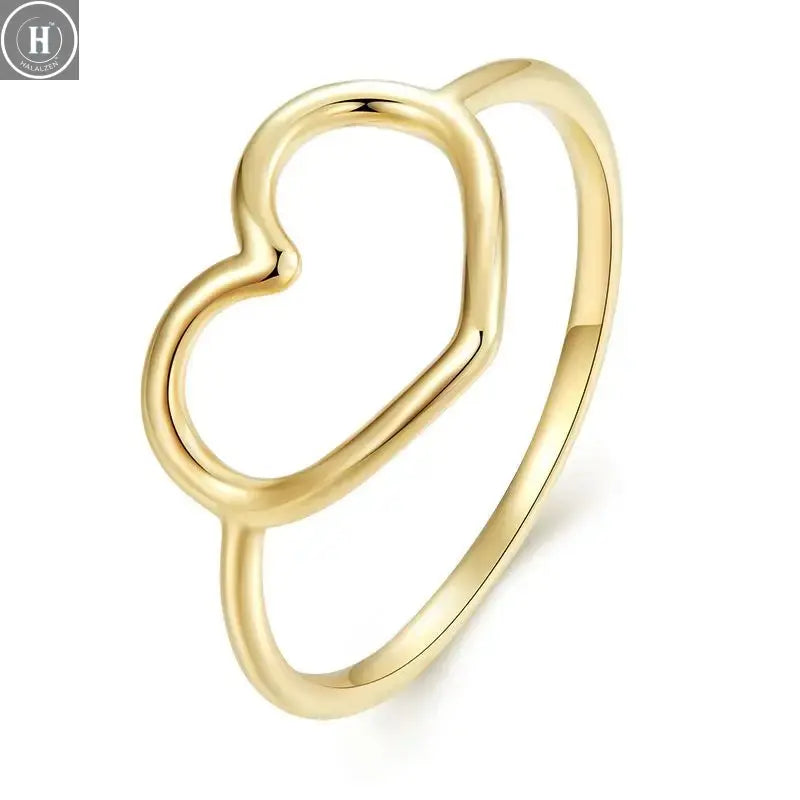 WOSTU European 925 Sterling Silver Simple Rings For Women Wedding Engagement Heart Rings With Zircon Original Female Jewelry HALALZEN