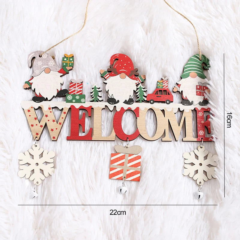 Gnome Santa Claus Wooden Hanging Ornament 2024 Merry Christmas Decoration for Home Door Xmas Tree Pendants Navidad New Year 2025