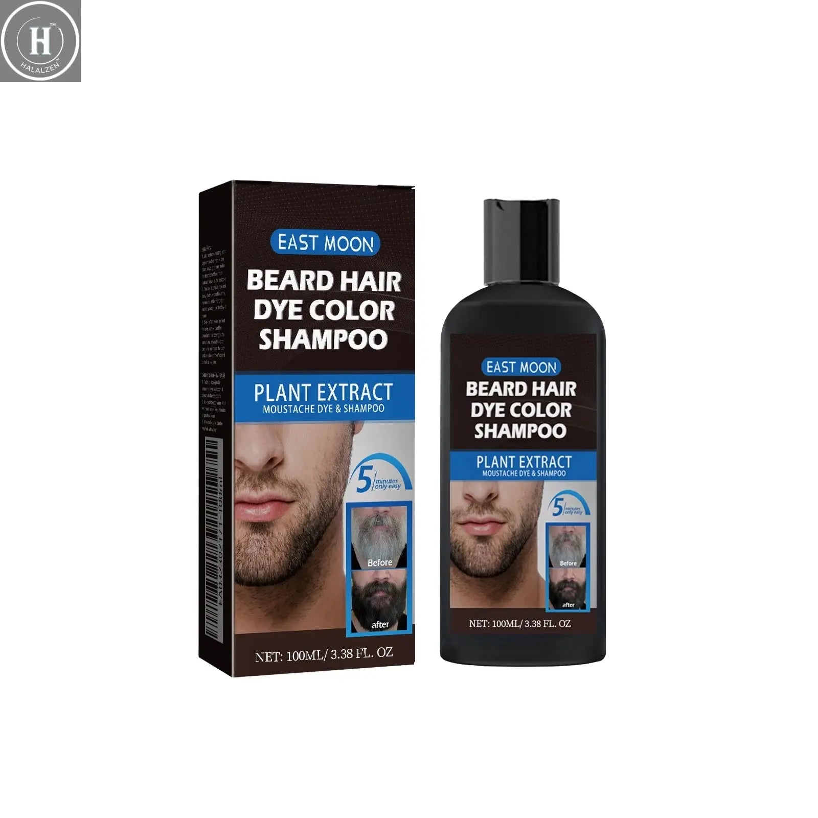 100ml Herbal Extract Fast Permanent Black Dye Grey Hair Shampoo Natural Black Beard Dye Shampoo For Men Hair Color Dye Cream HALALZEN