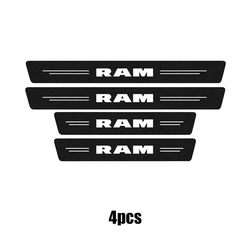 4Pcs Carbon Fiber Car Door Sill Protective Strip Stickers for Dodge RAM 1500 2500 3500 2014 2015 2016 2017 2018 2019 2020 2021