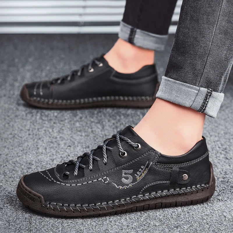 Men Leather Shoes Outdoor Comfortable High Quality Fashion Soft Homme Ankle Non-slip Flats Casual Moccasin Handmade Big Size 48