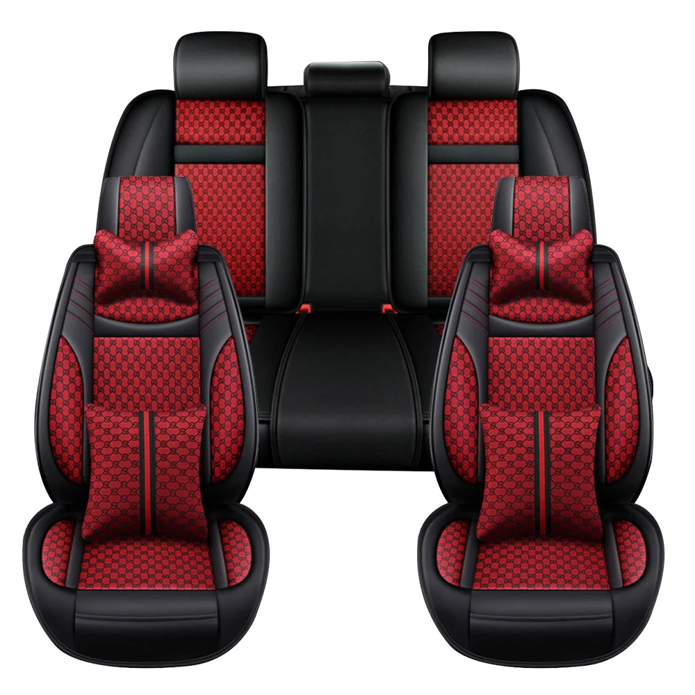 PU Leather Universal 5 Seats Car Seat Cover Cushion Protection Cushion Anti-scratch For Sedan SUV Pickup Truck Seat Four Seasons