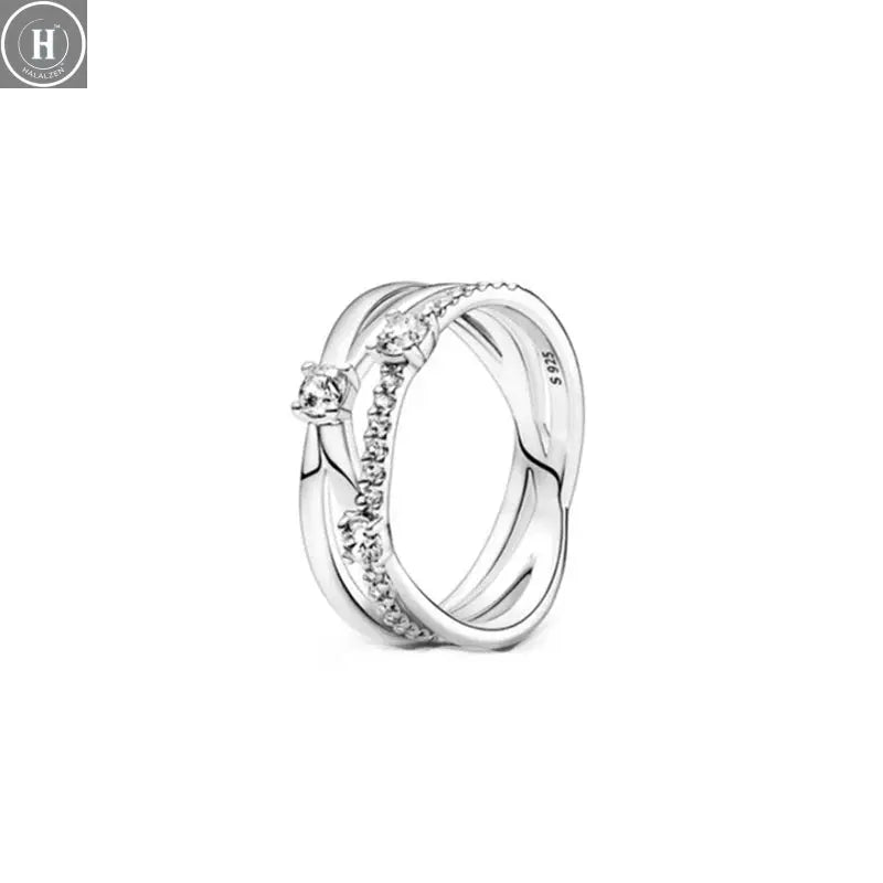 Hot Sale Original 925 Sterling Silver Women Finger Rings for Women Silver Love Heart Rhomboid Moon Star Luxury Jewelry Trinkets HALALZEN