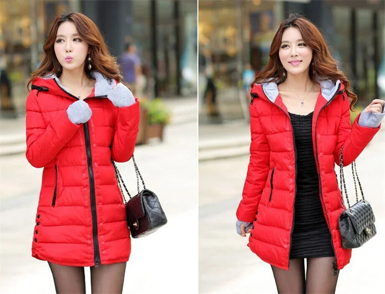 Fashion Casual Women Waterproof Down Cotton Jacket Autumn Winter Long Parkas Overcoat Warm Thick Lady Hooded Padded Coat