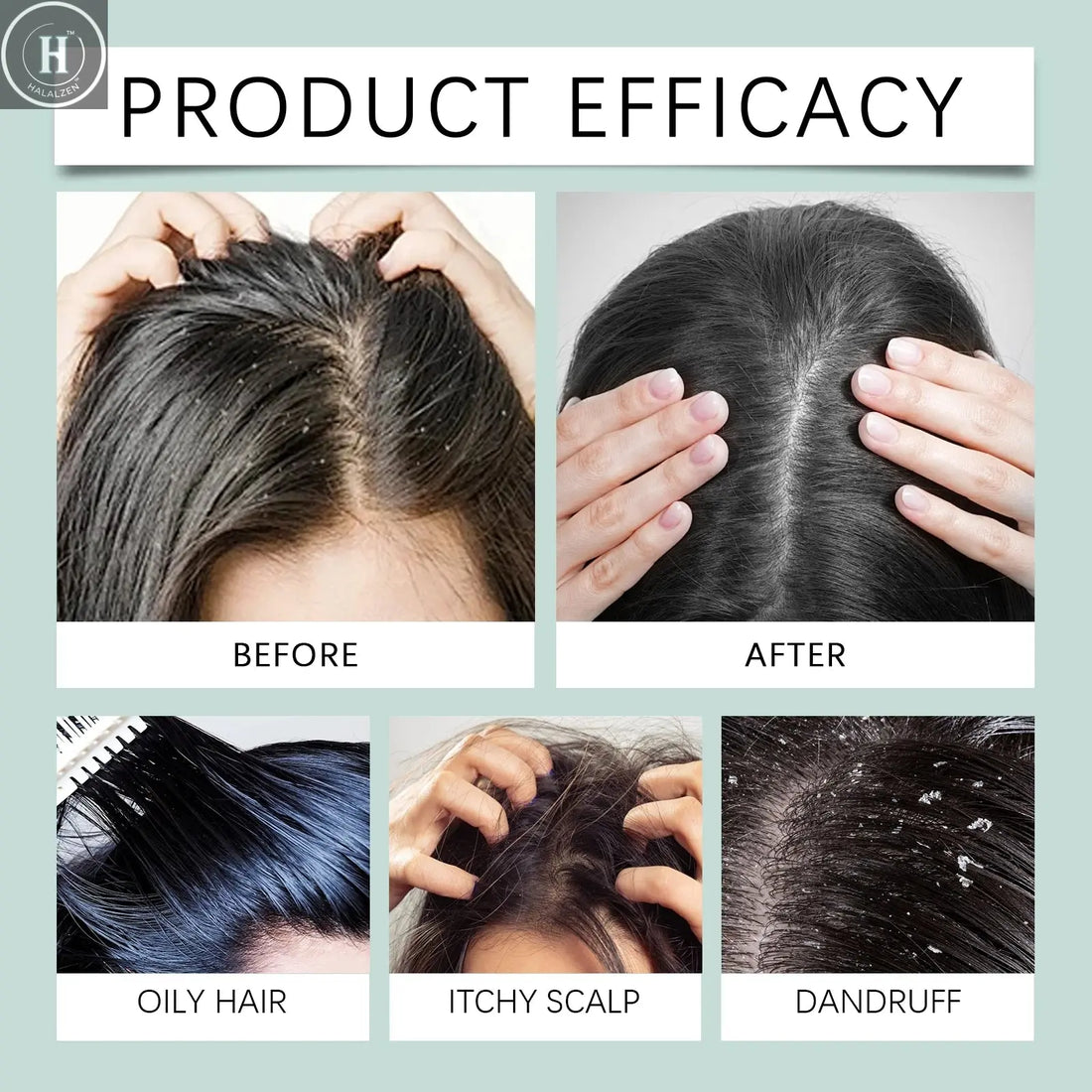 Scalp Scrub Exfoliator With Massage Brush Peppermint Rosemary & Sea Salt For Oil Control Dandruff Deep Cleansing Refreshing Set HALALZEN