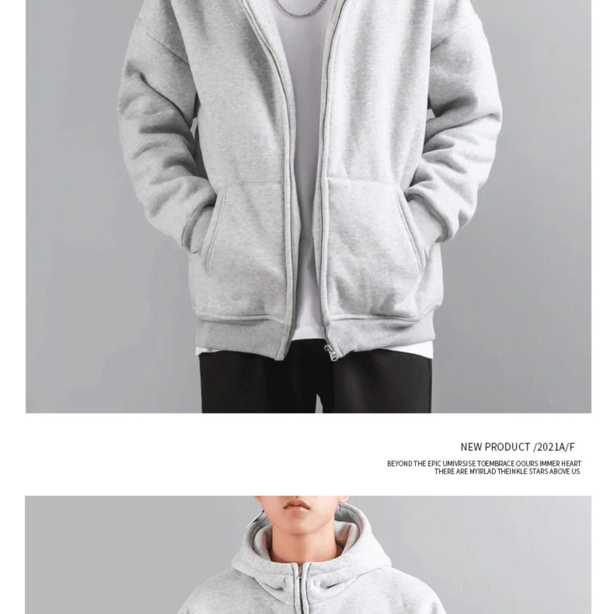 Dukeen Winter Hoodies for Men with Fleece Thicken Warm Zip-Up Hooded Shirt Casual Solid Color Woman Clothing White Black Coat