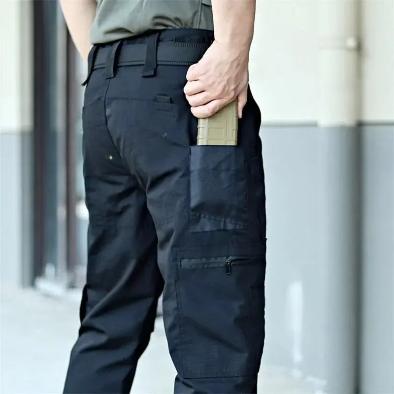 Men s Tactical Cargo Pants Lightweight Elastic Waist Outdoor Work Trousers with Multi-Pockets for Hiking and Camping Halalzen UK