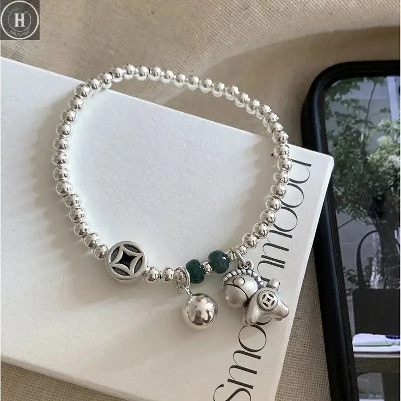 VENTFILLE 925 Sterling Silver Butterfly Bracelet for Girl Bead String Design Insect Fashion Versatile Jewelry Gift Dropshipping HALALZEN