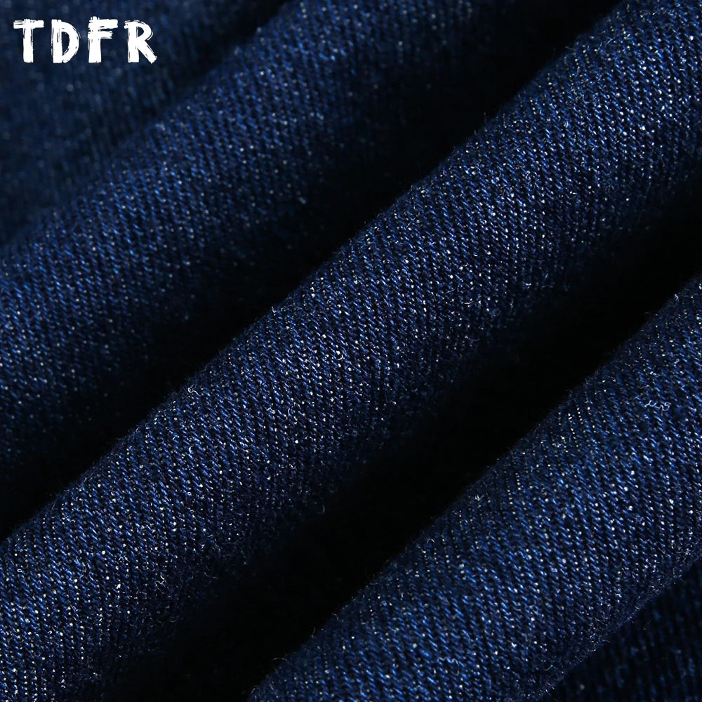 Multi-Pocket Spliced Lapel Denim Jacket Mens Topstitch Retro Casual Autumn Single Breasted Long Sleeve Outerwear Man