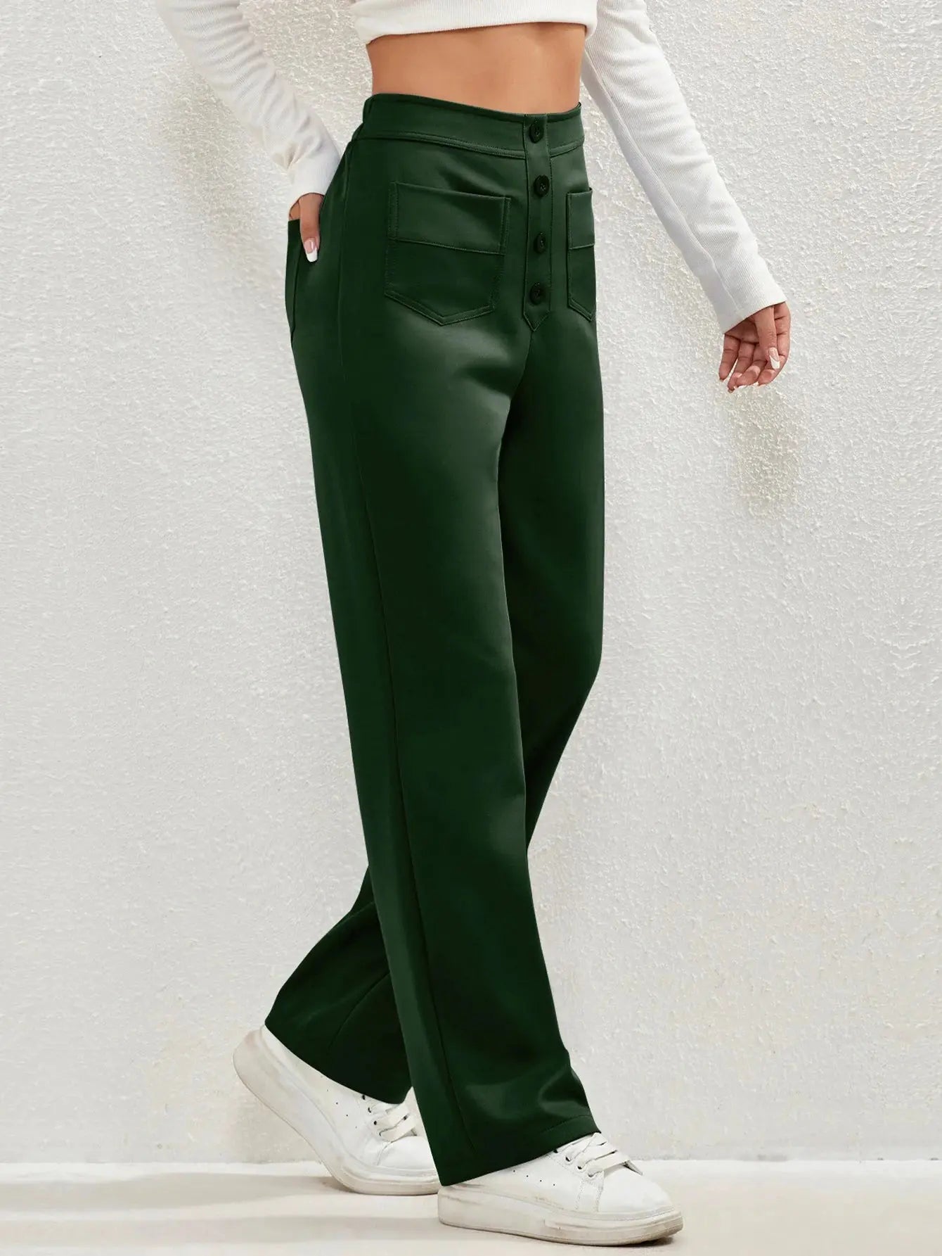 Women Sweatpants 2024 High-Waisted Multi-Pocket Cargo Pants Elegant Full-Length Casual Pants Blackish Halalzen UK