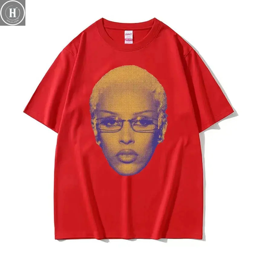 Retro Rapper Doja Cat Face Graphic Tee Shirt Men Women 90s Fashion Classic T Shirts Male Casual High Quality Cotton T-shirt Tops HALALZEN