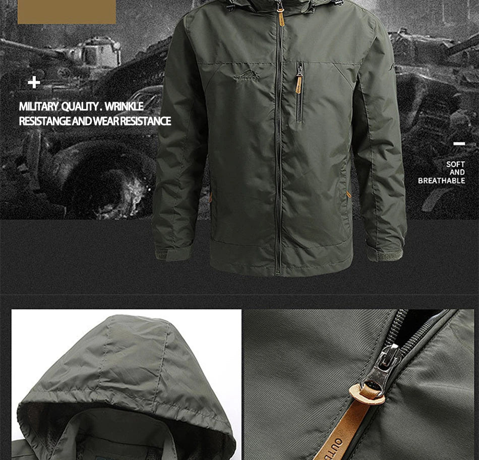 2024 Winter Jacket Fashion Coat Hoodies Camping Hiking Jacket Men's Casual Waterproof Jacket Windbreaker Men Outerwear Clothes