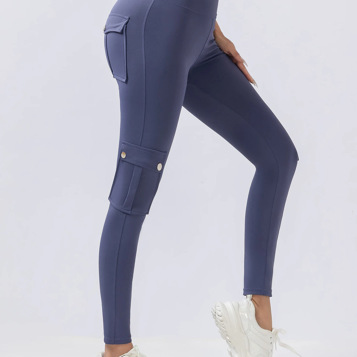 Europe and the United States multi-pocket cargo hip lift yoga pants high-waist-tight micro-la fitness pants sports Pilates pants