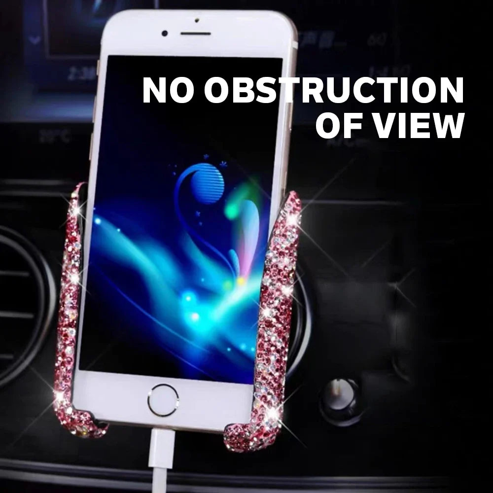 Crystal Car Phone Holder Car Air Vent Mount Clip Mobile Phone Holder Woman Diamond Auto Phone Bracket Interior Accessories Amagi