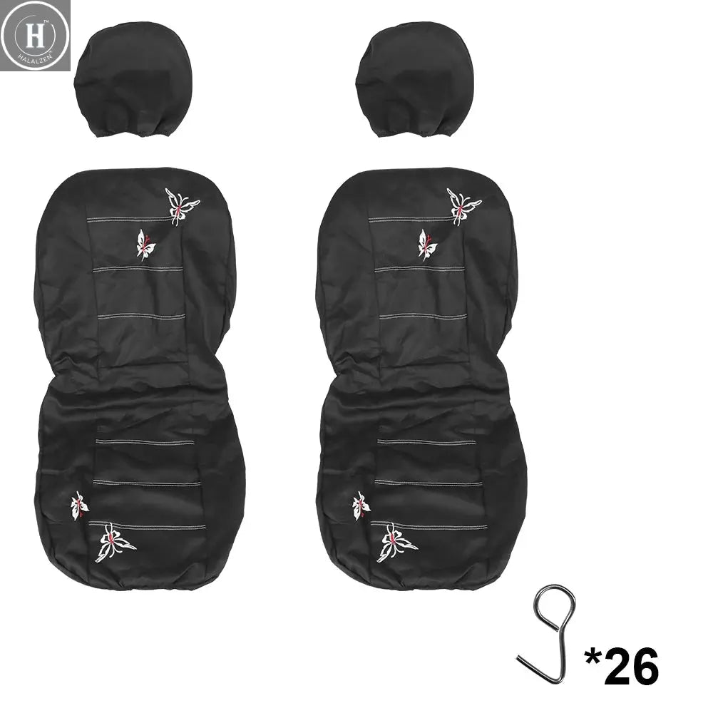 Butterfly Embroidery 4/9Pcs Set Car Covers Mat Protect Front Rear Car Seat Covers Set Car Seat Protector Cushion HALALZEN