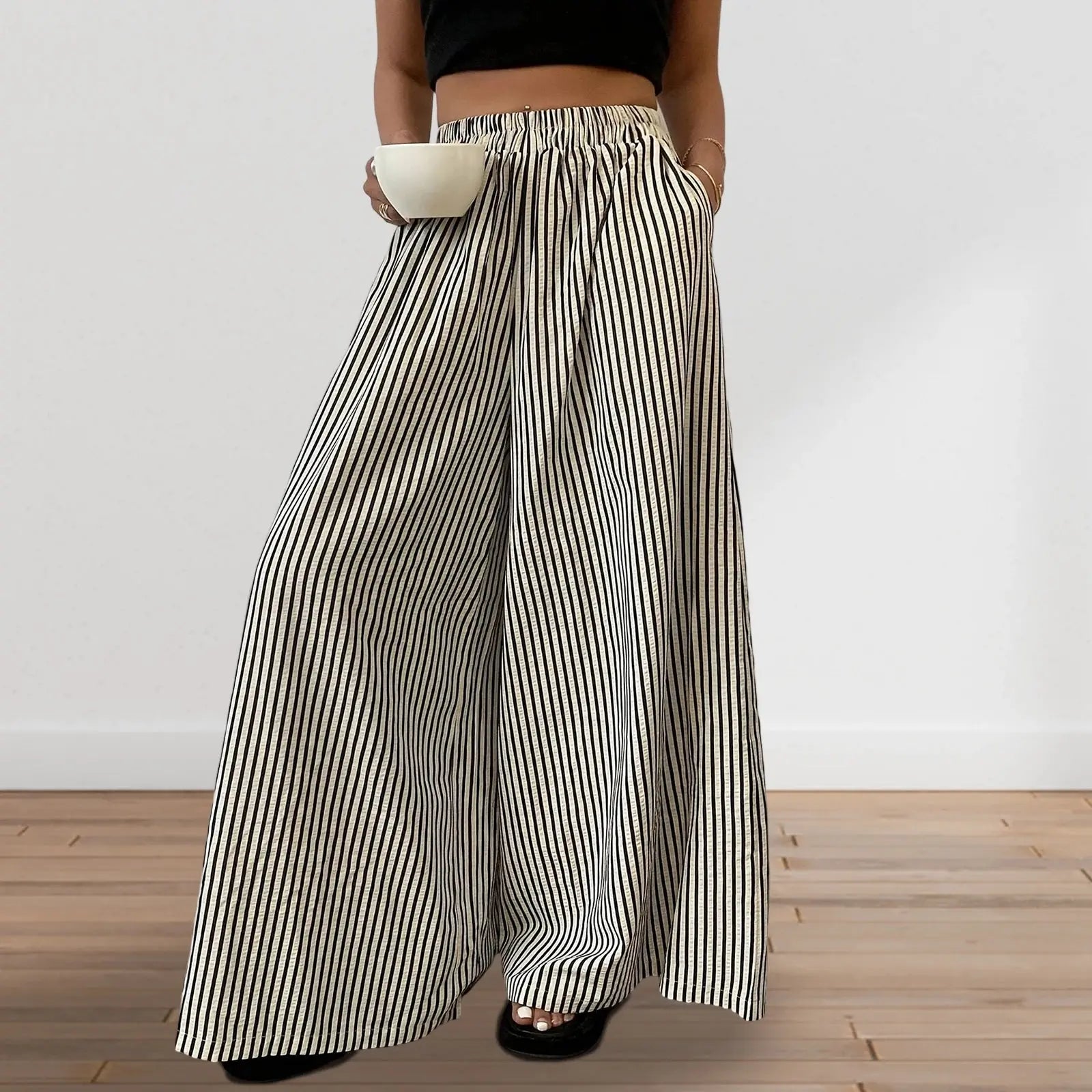 Women s Boho Chic Floral Print Wide Leg Palazzo Pants High Waist Loose Fit Trousers with Pockets and Belt Detail Halalzen UK