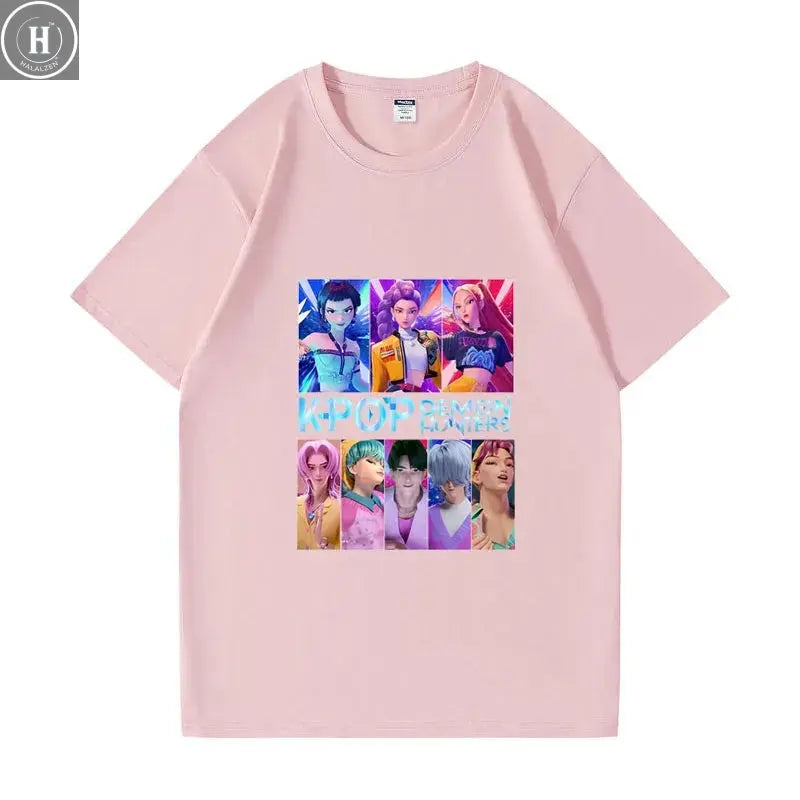 Kpop Demon Hunters HUNTRIX Saja Boys T Shirts Girls O-Neck Casual Women Summer Shirts Cotton T-shirt High Quality Clothing Tops HALALZEN
