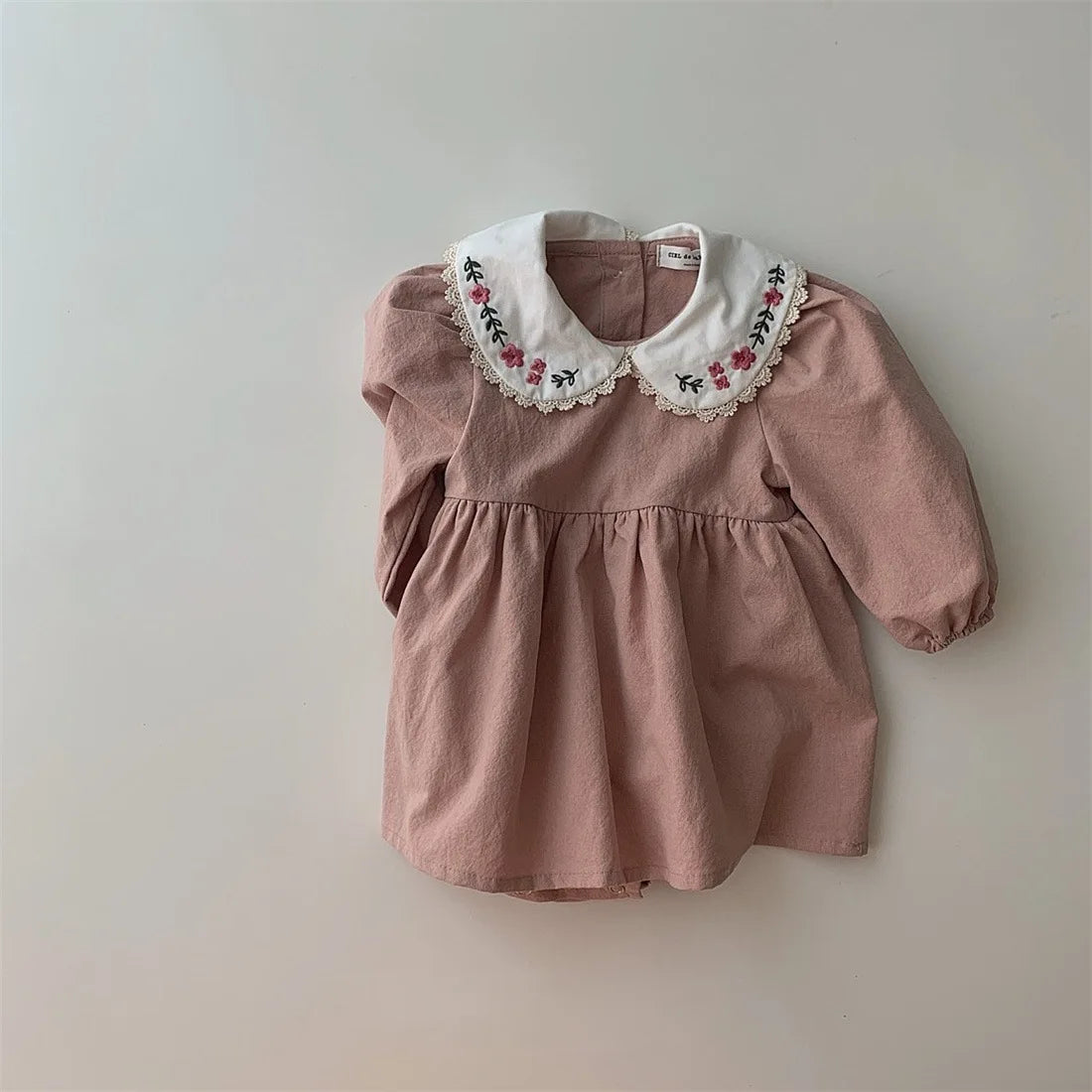 Flower Embroidery Long Sleeve Princess Dress Baby Casual Clothes