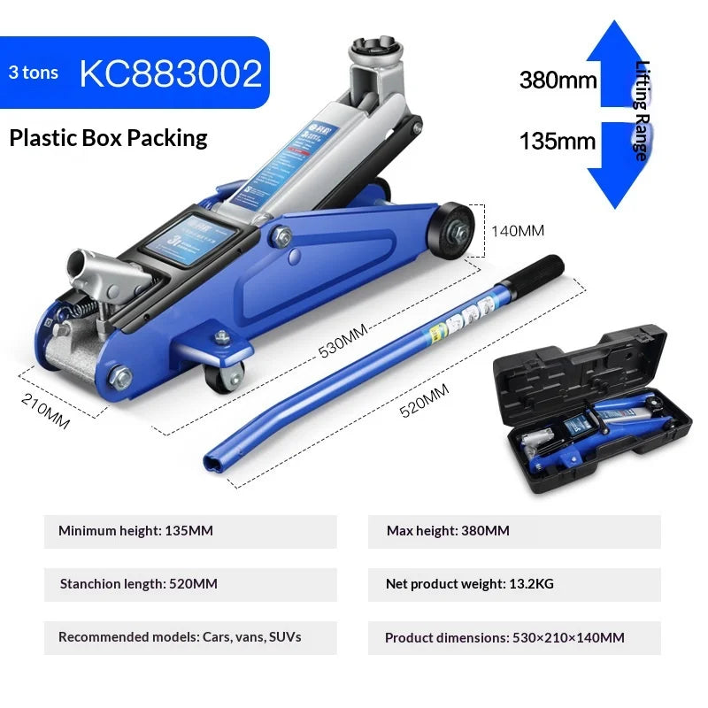 Car Rescue Tool Hydraulic Jack Pneumatic Lift Small Portable Car Jack Heavy Duty Low Profile Quick Raise Garage Emergency Change