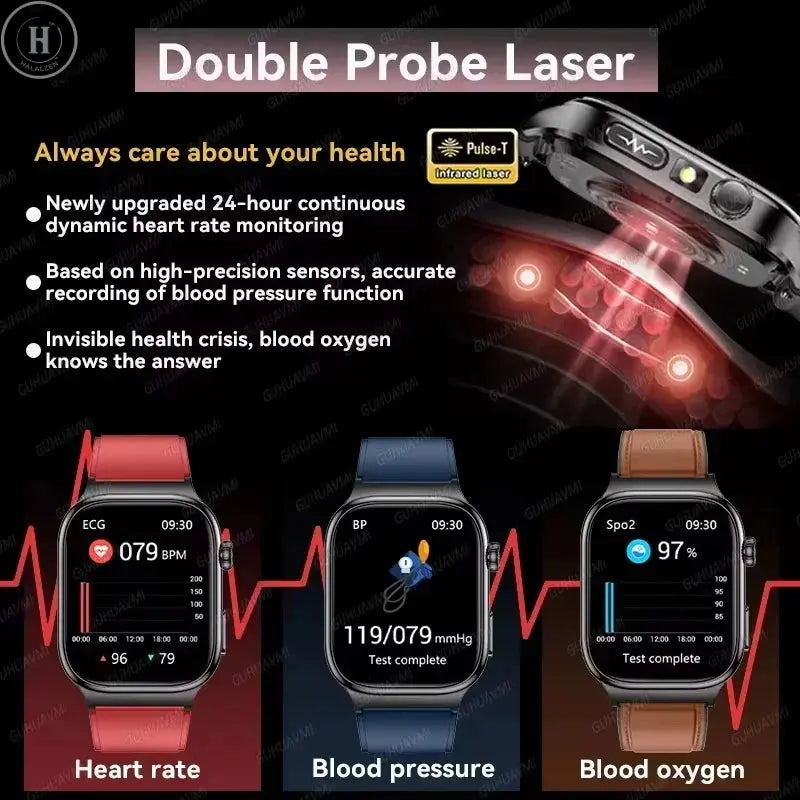 2026 New ECG+PPG Accurate Measurement Health Smart Watch Uric Acid BP Five Organ Blood Lipids HD Call Smart Watchs For Men Women HALALZEN