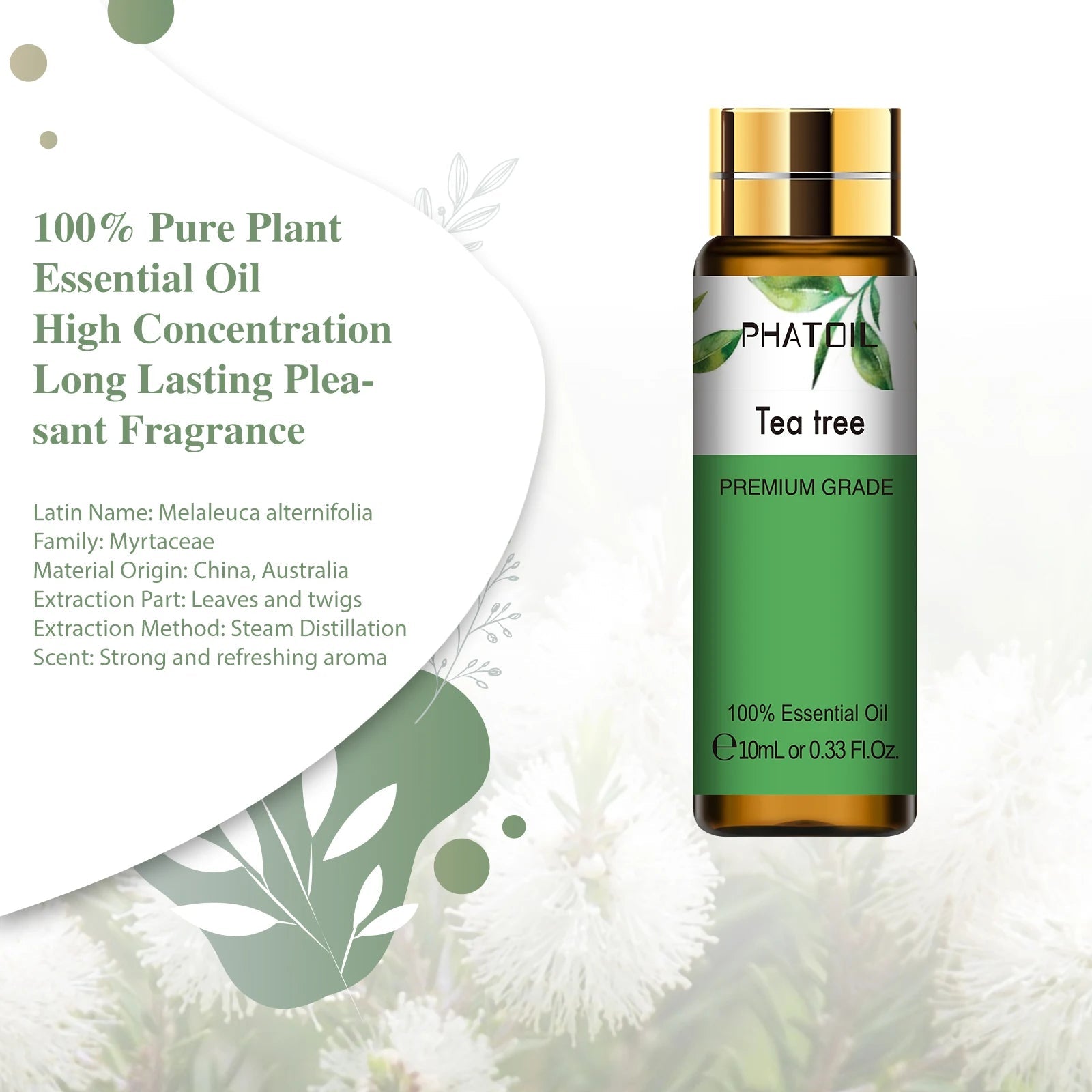 PHATOIL 10ml Sweet Orange Pure Essential Oil with Dropper for Humidifier Diffuser Myrrh Pine Needles Tangerine Thyme Aroma Oils HALALZEN