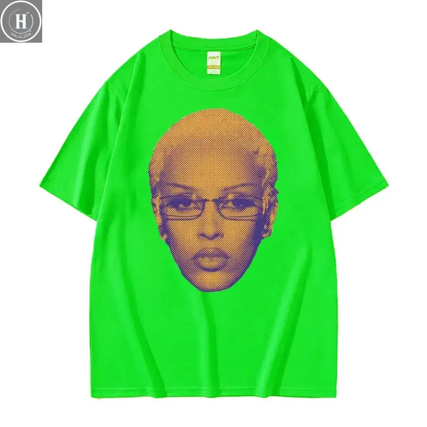 Retro Rapper Doja Cat Face Graphic Tee Shirt Men Women 90s Fashion Classic T Shirts Male Casual High Quality Cotton T-shirt Tops HALALZEN