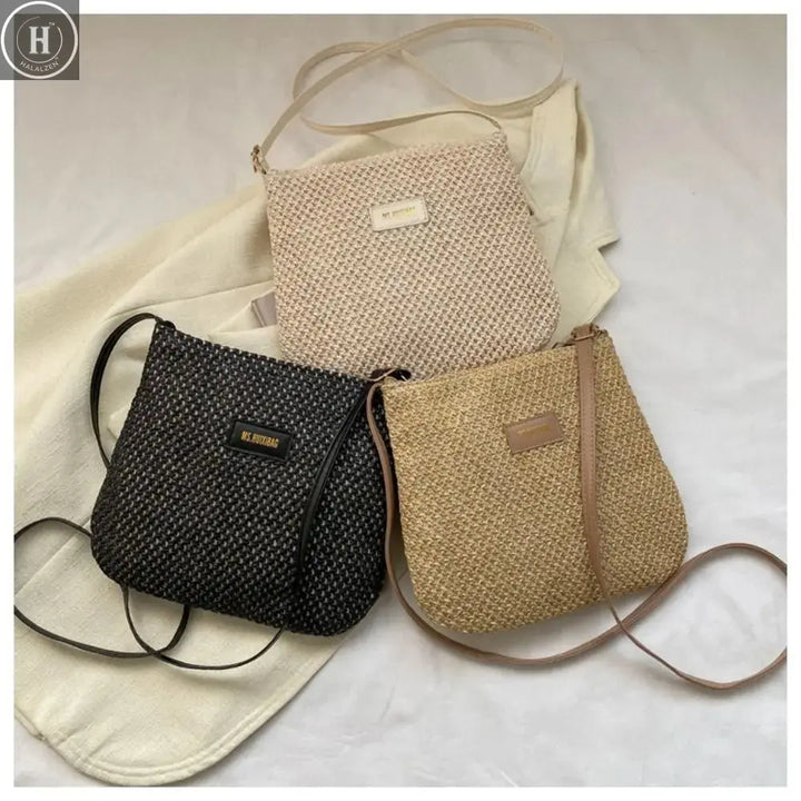 Ladies Fashion Summer Straw Crossbody Bag Women Beach Holiday Shopping Woven Shoulder Handbag Messenger Purses for Women Bags HALALZEN