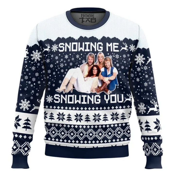 Snowing Me Snowing You Abba Ugly Christmas Sweater Funny Holiday Party Pullover Oversize Sweater for Men Women Xmas Gift 2026