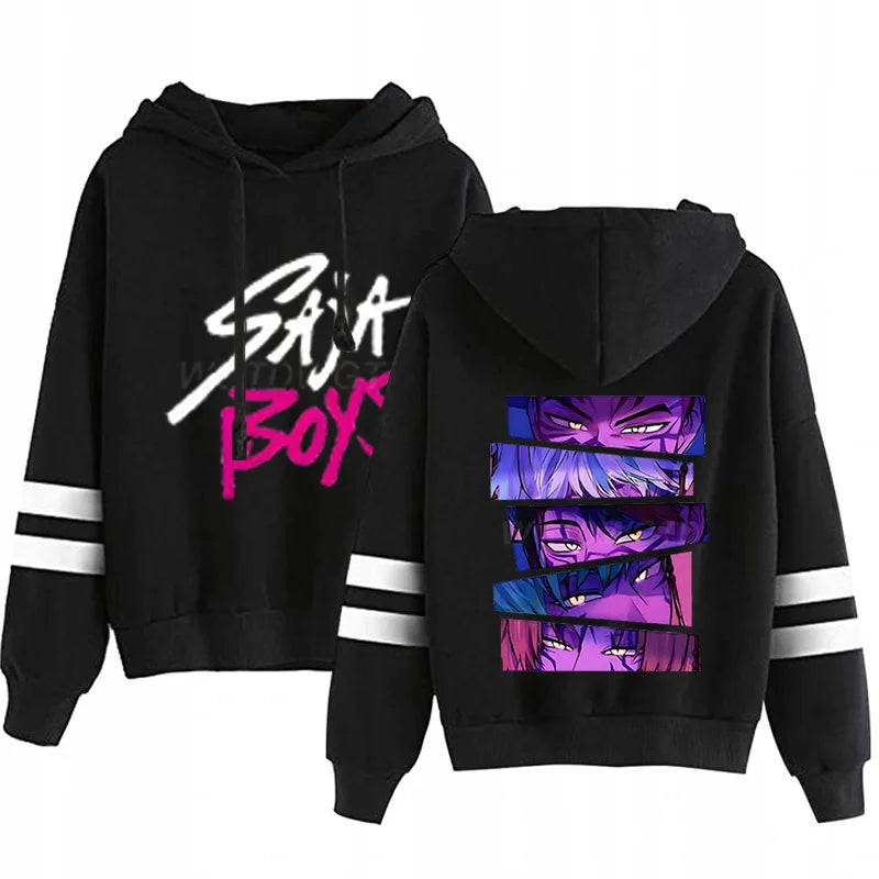 Kpop Demon Hunters Fashion Hoodie Long Sleeve Double Bar Trendy Streetwear